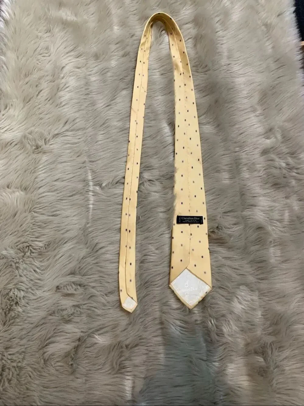 Christian Dior Yellow and Blue Patterned Silk Tie